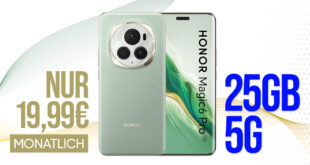 Honor Magic 6 Pro 5G für einmalig 149 Euro (+AG 29.99€) mit 25GB 5G nur 19.99 Euro monatlich