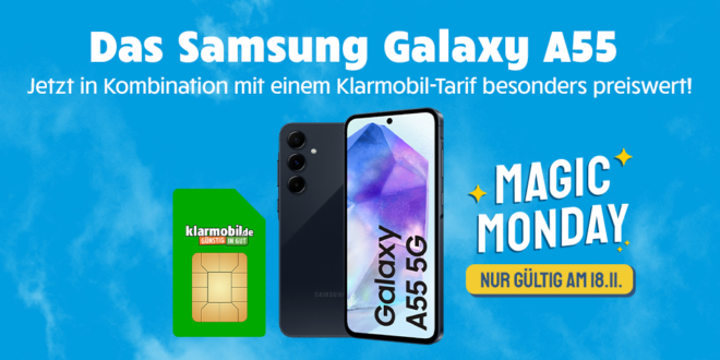 24StundenDeal - Samsung Galaxy A55 -256GB- für einmalig 1 Euro mit 20GB LTE und 150€ Bonus bei Rufnummernmitnahme nur 19.99 Euro monatlich