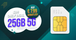 Monatlich kündbar - 25GB 5GLTE Allnet Flat nur 7.99 Euro monatlich - AG 19.99 Euro