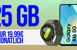 Samsung Galaxy A16 & Samsung Galaxy Watch7 für einmalig 99 Euro (+AG 29.99€) mit 25GB und 30 Euro Wechselbonus bei Rufnummernmitnahme nur 19.99 Euro monatlich