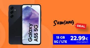 Samsung Galaxy A55 mit 15GB 5G nur 22.99 Euro monatlich - nur 1 Euro Zuzahlung und kein Anschlusspreis