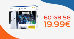 Sony PlayStation 5 PS5 Disc Edition Fortnite Cobalt Star Bundle für einmalig 99.95 Euro (+Anschlussgebühr39.99€) mit 60GB 5G nur 19.99 Euro monatlich