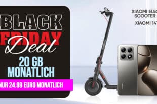 Black Friday Deal – Xiaomi 14T Pro & Xiaomi Electric Scooter 4 Lite für einmalig 1 Euro (+AG 19.99€) mit 20GB und 50 Euro Wechselbonus bei Rufnummernmitnahme nur 24.99 Euro monatlich