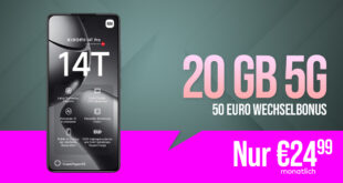 Xiaomi 14T Pro -512GB- für einmalig 29 Euro mit 20GB 5G und 50 Euro Wechselbonus bei Rufnummernmitnahme nur 24.99 Euro monatlich