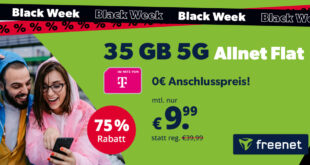 Allnet Flat 35GB 5G im Telekom Netz für nur 9.99 Euro monatlich - 0€ Anschlusspreis durch Erteilung einer Werbeerlaubnis