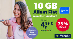 Singles Day Aktion -10GB 5G Telefónica Allnet Flat monatlich kündbar für nur 4.99 Euro monatlich - 19.99€ Anschlusspreis