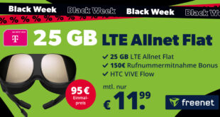 HTC Vive Flow VR-Brille für einmalig 95 Euro mit Telekom Flat 25GB und 150€ Bonus für Rufnummernmitnahme für 11.99 Euro monatlich