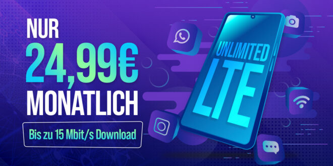 Unlimited 5G/LTE Data – monatlich kündbar – bis zu 15 Mbit/s im Download nur 24.99 Euro monatlich