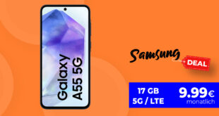 Cyber Week Deal - Samsung Galaxy A55 für einmalig 49 Euro (+AG 39.99€) mit 17GB nur 9.99 Euro monatlich