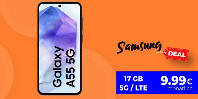 Cyber Week Deal - Samsung Galaxy A55 für einmalig 49 Euro (+AG 39.99€) mit 17GB nur 9.99 Euro monatlich