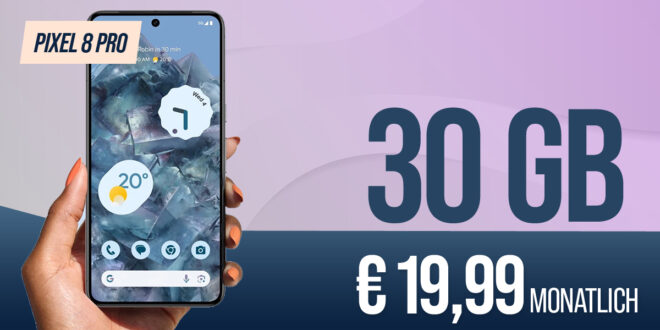 Google Pixel 8 Pro für einmalig 49.95 Euro (+AG 39.99€) mit 30GB und 50 Euro Wechselbonus bei Rufnummernmitnahme nur 19.99 Euro monatlich