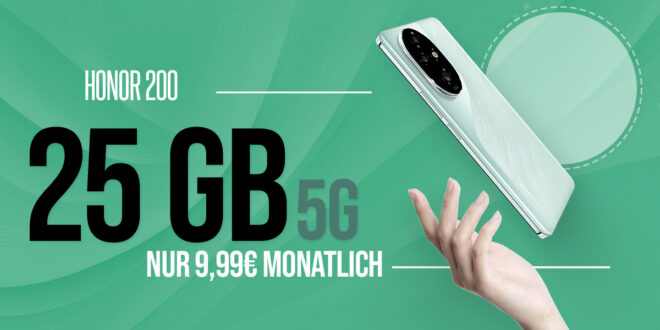 Honor 200 für einmalig 1 Euro (+AG 29.99€) mit 25GB und 30 Euro Wechselbonus bei Rufnummernmitnahme nur 9.99 Euro monatlich