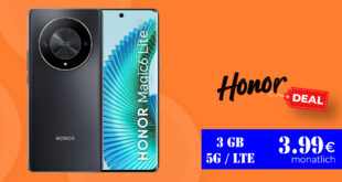 Honor Magic 6 Lite für einmalig 29 Euro (+AG 29.99€) mit 3GB 5G Allnet Flat nur 3.99 Euro monatlich