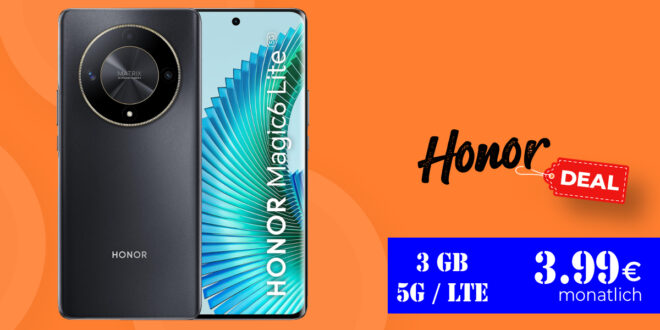 Honor Magic 6 Lite für einmalig 29 Euro (+AG 29.99€) mit 3GB 5G Allnet Flat nur 3.99 Euro monatlich