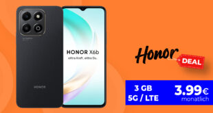 Honor X6B für einmalig 1 Euro (+AG 29.99€) mit 3GB nur 3.99 Euro monatlich