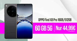 OPPO Find X8 Pro für einmalig 89 Euro mit 60GB 5G Telekom und 150 Euro Bonus bei Rufnummernmitnahme nur 44.99 Euro monatlich