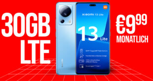 Xiaomi 13 Lite für einmalig 19.99 Euro mit 30GB nur 9.99 Euro monatlich - kein Anschlusspreis