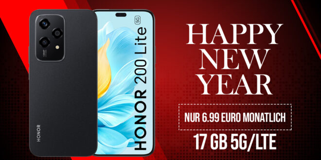 Honor 200 Lite -256GB- für einmalig 49 Euro (+AG 39.99€) mit 17GB nur 6.99 Euro monatlich