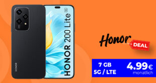 Honor 200 Lite für einmalig 29 Euro (+AG 39.99€) mit 7GB nur 4.99 Euro monatlich