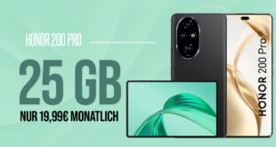 Honor 200 Pro -512GB- & Honor Pad X8A Tablet für einmalig 49 Euro (+AG 29.99€) mit 25GB nur 19.99 Euro monatlich