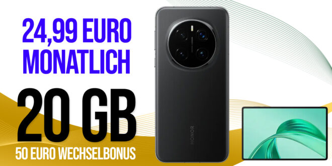 Honor Magic 7 Pro & Honor Pad X8A für einmalig 299 Euro (+AG 39.99€) mit 20GB und 50 Euro Wechselbonus bei Rufnummernmitnahme nur 24.99 Euro monatlich