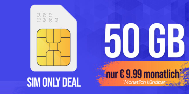 Monatlich kündbar - 50GB Allnet nur 9.99 Euro monatlich + 100 Minuten in 50 Länder - nur 15 Euro Aktivierungsgebühr