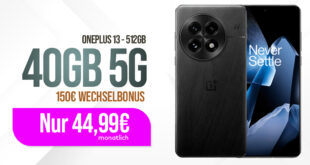 OnePlus 13 -512GB- für einmalig 179 Euro mit 40GB 5G und 150 Euro Wechselbonus bei Mitnahme der Nummer nur 44.99 Euro monatlich