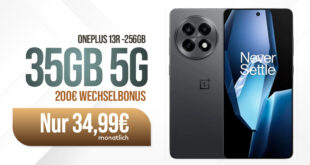 OnePlus 13R 256GB für 89 Euro mit 35GB und 200 Euro Wechselbonus bei Rufnummernmitnahme nur 34.99 Euro monatlich