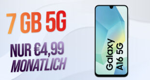 Samsung Galaxy A16 für einmalig 99 Euro (+AG 39.99€) mit 7GB 5G nur 4.99 Euro monatlich