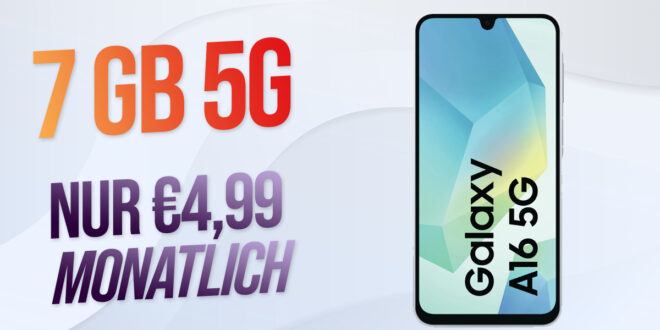 Samsung Galaxy A16 für einmalig 99 Euro (+AG 39.99€) mit 7GB 5G nur 4.99 Euro monatlich