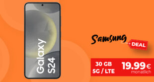 Samsung Galaxy S24 für einmalig 99.95 Euro (+AG 39.99€) mit 30GB und 50 Euro Wechselbonus bei Rufnummernmitnahme nur 19.99 Euro monatlich