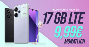 Xiaomi Redmi Note 13 Pro+ (Plus Version) 512GB & Xiaomi Vacuum Cleaner G20 lite für einmalig 49 Euro (+AG 39.99€) mit 17GB nur 9.99 Euro monatlich