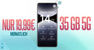 Xiaomi Redmi Note 14 Pro+ (PlusVersion) mit 35GB nur 19.99 Euro monatlich