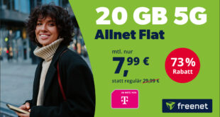 freenet Allnet Flat 20GB im Telekom 5G-Netz nur 7.99 Euro monatlich