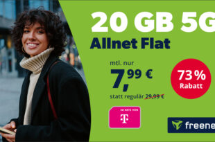 freenet Allnet Flat 20GB im Telekom 5G-Netz nur 7.99 Euro monatlich