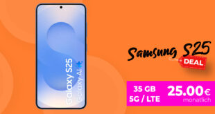 Samsung Galaxy S25 -256GB- für einmalig 109 Euro (mit Gutschein-Code) mit 35GB 5G Telekom nur 25 Euro monatlich - kein Anschlusspreis