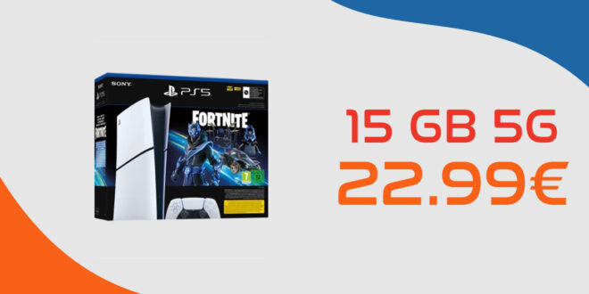 Sony PlayStation®5 Slim PS5 (Digital Edition) Fortnite Bundle mit 15GB nur 22.99 Euro monatlich - nur 1 Euro und kein Anschlusspreis