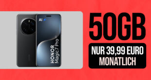 HONOR Magic7 Pro für einmalig 99.95 Euro (+AG 39.99€) mit 50GB und 200 Euro Wechselbonus bei Rufnummernmitnahme nur 39.99 Euro monatlich