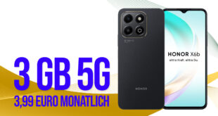 Honor X6B für 1 Euro (+AG 29.99€) mit 3GB nur 3.99 Euro monatlich