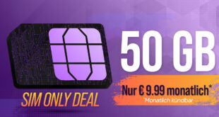 Monatlich kündbar - 15GB nur 5.99 Euro – 50GB nur 9.99 Euro – Aktivierungsgebühr nur 15 Euro und zusätzlich Freiminuten in 50 Länder