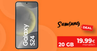 Samsung Galaxy S24 für einmalig 49 Euro (+AG 39.99€) mit 20GB und 50 Euro Wechselbonus bei Rufnummernmitnahme nur 19.99 Euro monatlich