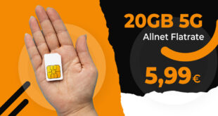 Monatlich kündbar - 20GB nur 5.99 Euro monatlich - 19.99€ Anschlusspreis