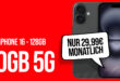 Apple iPhone 16 für einmalig 99 Euro (+AG 39.99€) mit 20GB und 50 Euro Wechselbonus bei Rufnummernmitnahme nur 29.99 Euro monatlich