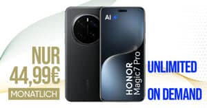 Honor Magic 7 Pro für einmalig 139.99 Euro (+AG39.99€) mit 10GB pro Tag (unbegrenzt nachbuchbar) und 150 Euro Bonus bei Rufnummernmitnahme nur 44.99 Euro monatlich