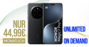 Honor Magic 7 Pro für einmalig 139.99 Euro (+AG39.99€) mit 10GB pro Tag (unbegrenzt nachbuchbar) und 150 Euro Bonus bei Rufnummernmitnahme nur 44.99 Euro monatlich