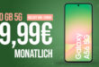 Samsung Galaxy A56 -256GB- mit 30GB und 50 Euro Wechselbonus bei Rufnummernmitnahme nur 19.99 Euro monatlich