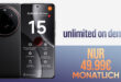 Xiaomi 15 Ultra für einmalig 149 Euro mit Unlimited on Demand (10GB pro Tag, unbegrenzt und kostenlos nachbuchbar) und 200 Euro Wechselbonus bei Rufnummernmitnahme nur 49.99 Euro monatlich