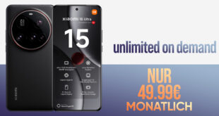 Xiaomi 15 Ultra für einmalig 149 Euro mit Unlimited on Demand (10GB pro Tag, unbegrenzt und kostenlos nachbuchbar) und 200 Euro Wechselbonus bei Rufnummernmitnahme nur 49.99 Euro monatlich