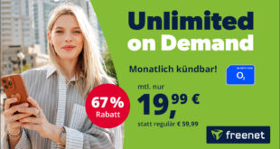 monatlich kündbar - o2 Mobile Unlimited on Demand nur 19.99 Euro monatlich - Anschlusspreis nur 19.99 Euro