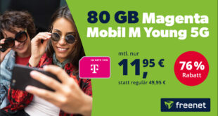 MagentaMobil M Young für alle unter 28 Jahren - 80GB 5G Allnet Flatrate nur 11.95 Euro monatlich